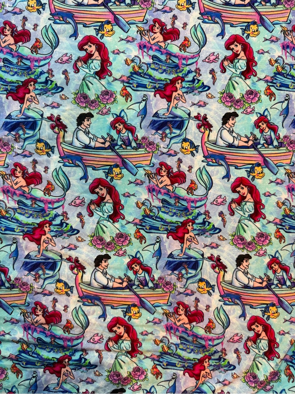 Disney The Little Mermaid Ariel Print Blanket Throw with Purple Backing 4’x4’